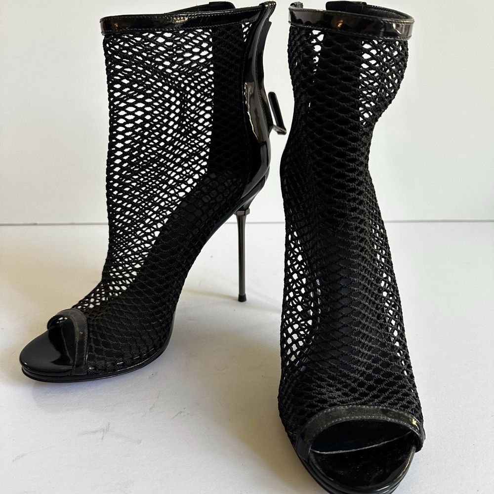 Brian Atwood Elegant Black Mesh Stiletto Heels